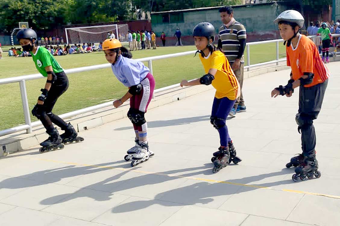 Boys skating in Inter House Sports competition at TKS