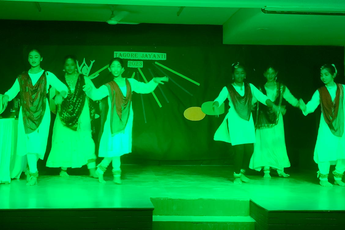 Celebration of Guru Rabindranath Tagor'e's Jayanti- Students Dancing