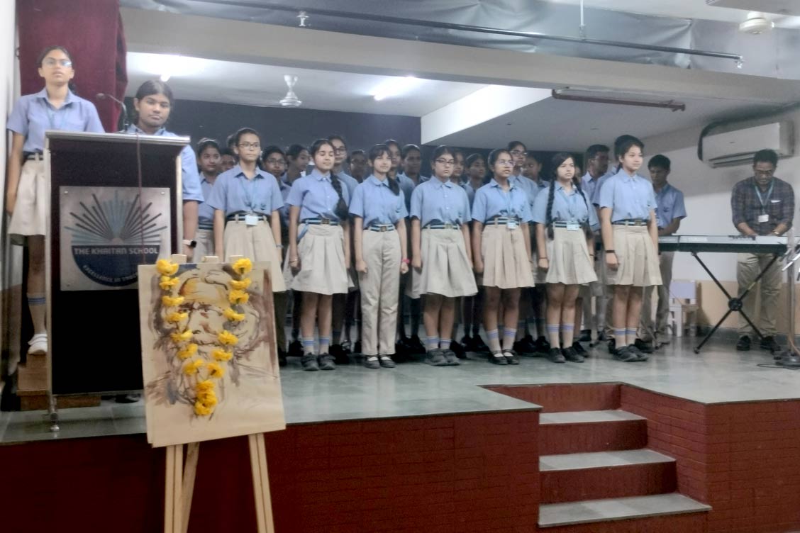 Celebration of Guru Rabindranath Tagor'e's Jayanti- Students reciting Poems