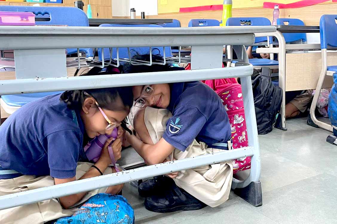 Disaster Management Drill- It's time for duck, cover and hold