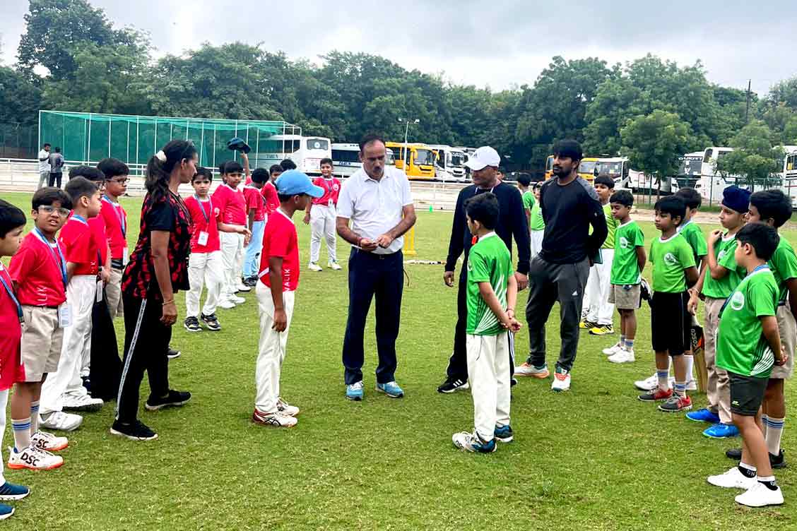 Inter house cricket competition at The Khaitan School