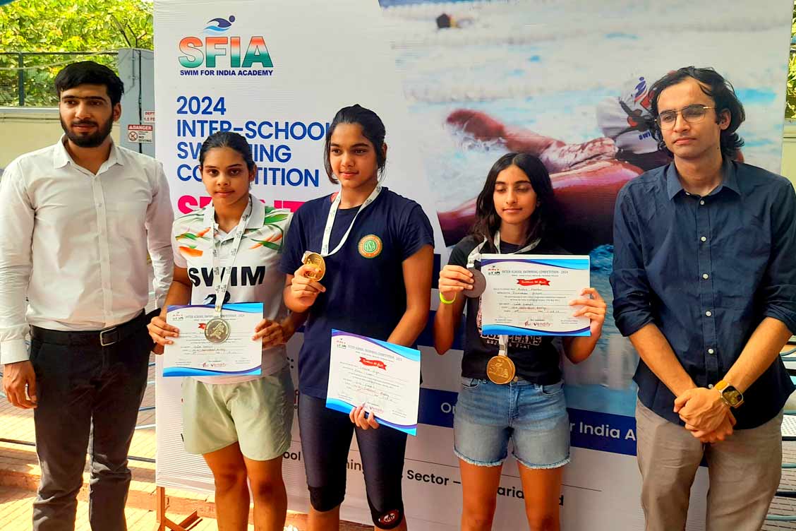 Geetika of Class IX F Shines at SFIA Inter-School Swimming Competition