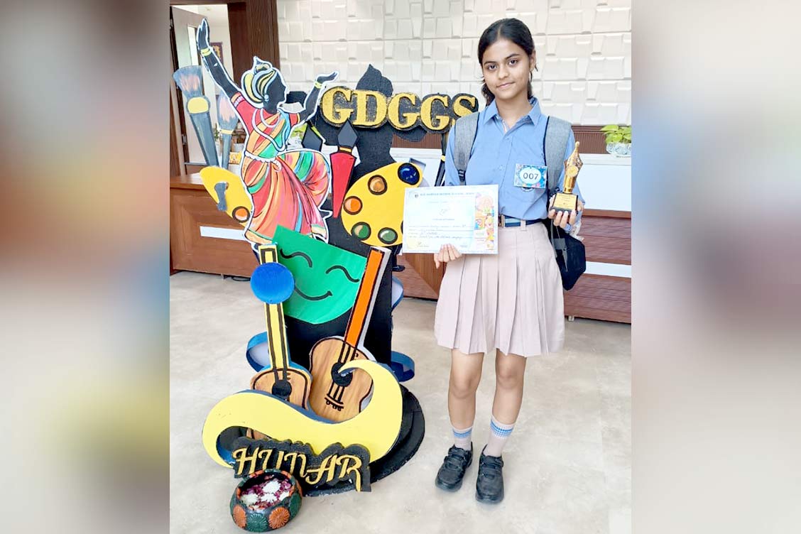 Aradhya Goswami of The Khaitan School Shines at Interschool ‘Hunar’ Competition with Pattachitra Art