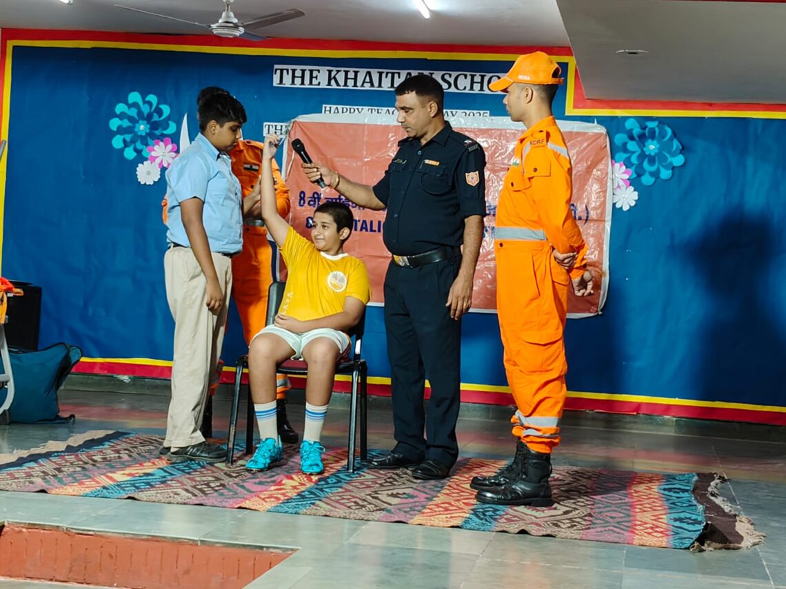 NDRF Conducts Disaster Management Awareness Session for Middle School Students at The Khaitan School