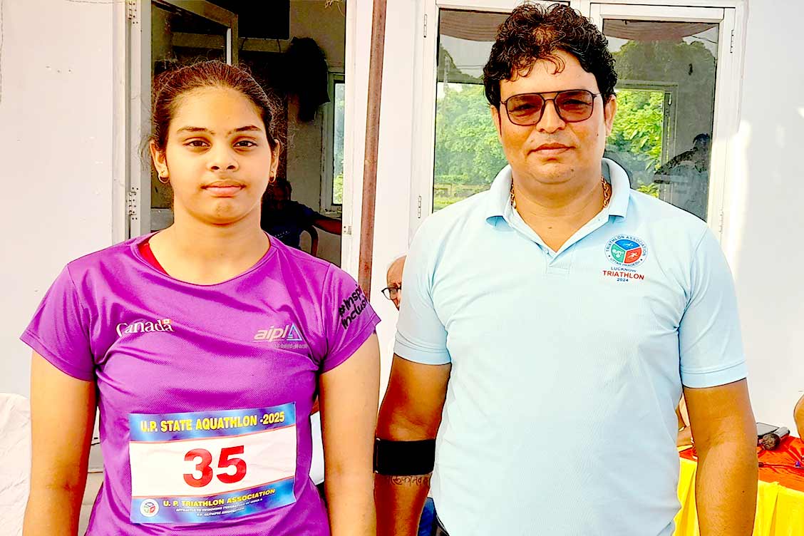 Geetika Chauhan of The Khaitan School Shines at the UP State Aquathlon Championship 2025