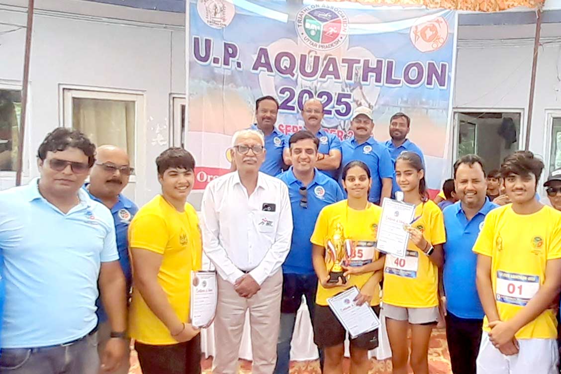 Geetika Chauhan of The Khaitan School Shines at the UP State Aquathlon Championship 2025