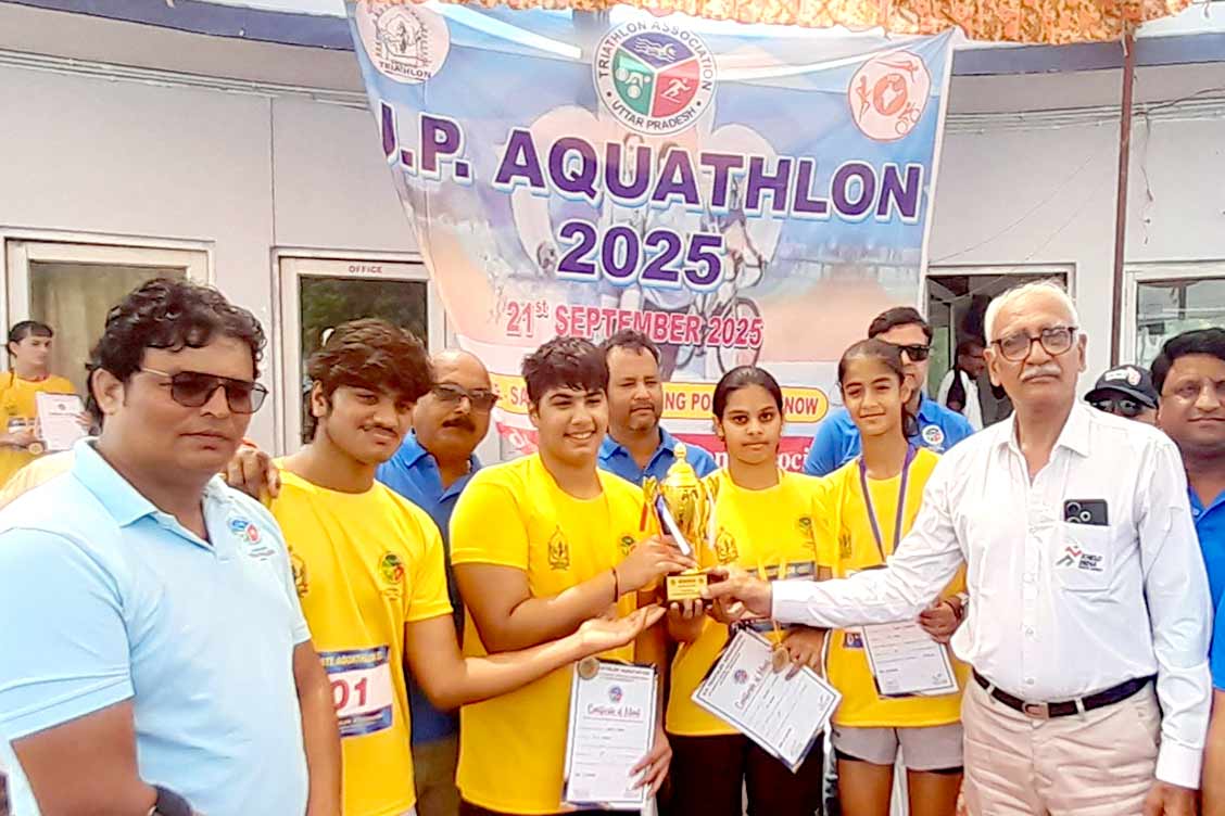 Geetika Chauhan of The Khaitan School Shines at the UP State Aquathlon Championship 2025