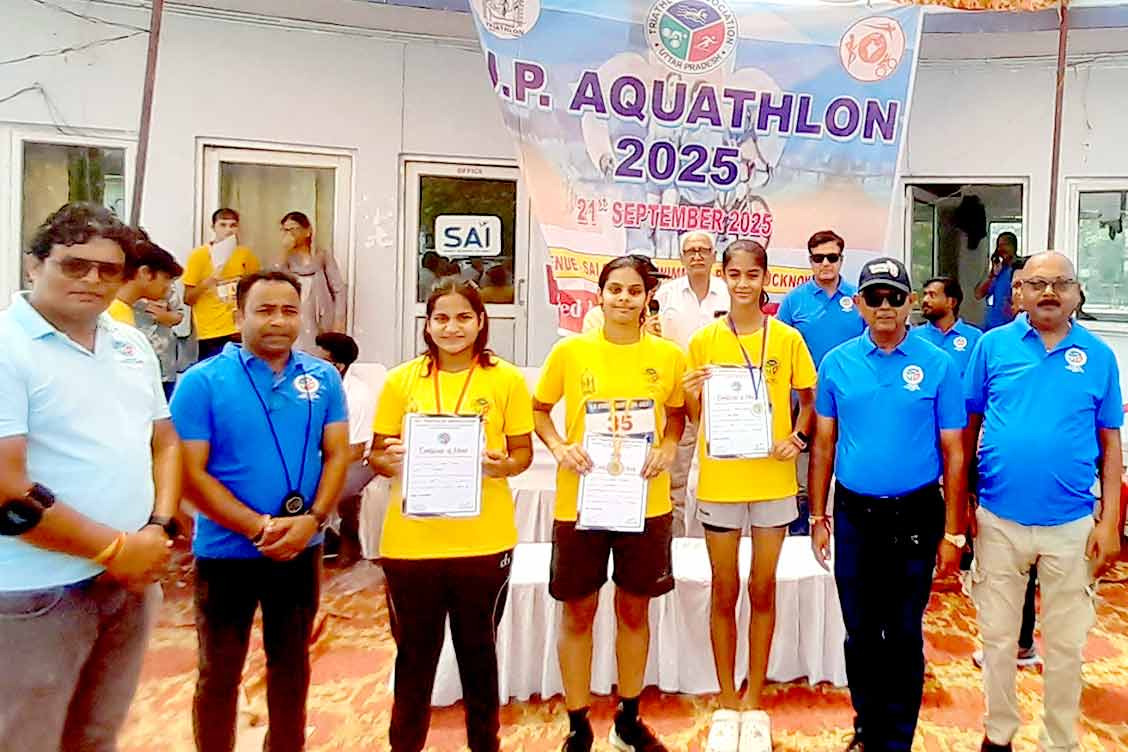 Geetika Chauhan of The Khaitan School Shines at the UP State Aquathlon Championship 2025