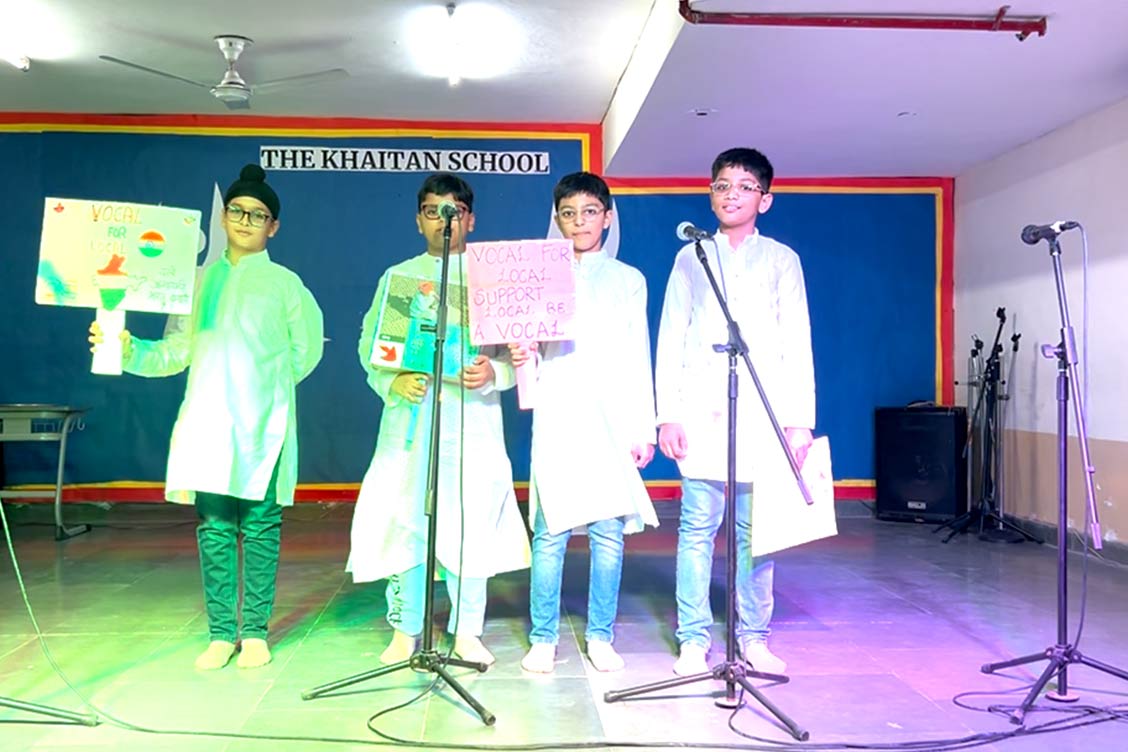 Class 5E Shines with an Insightful Assembly on ‘Vocal for Local’ at The Khaitan School