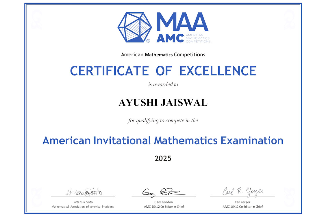 Aayushi Jaiswal Excels in Mathematics and Science with National and International Recognition