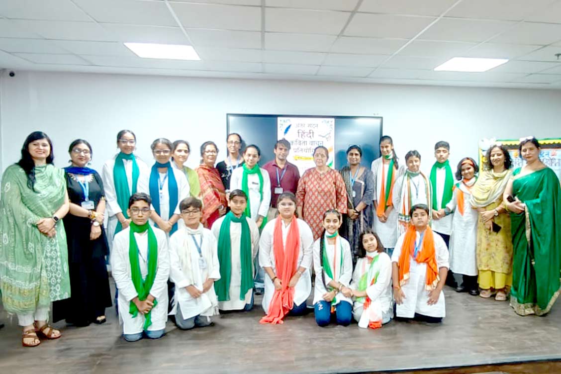 Words of Patriotism Come Alive at Inter-House Hindi Poem Recitation Competition at The Khaitan School