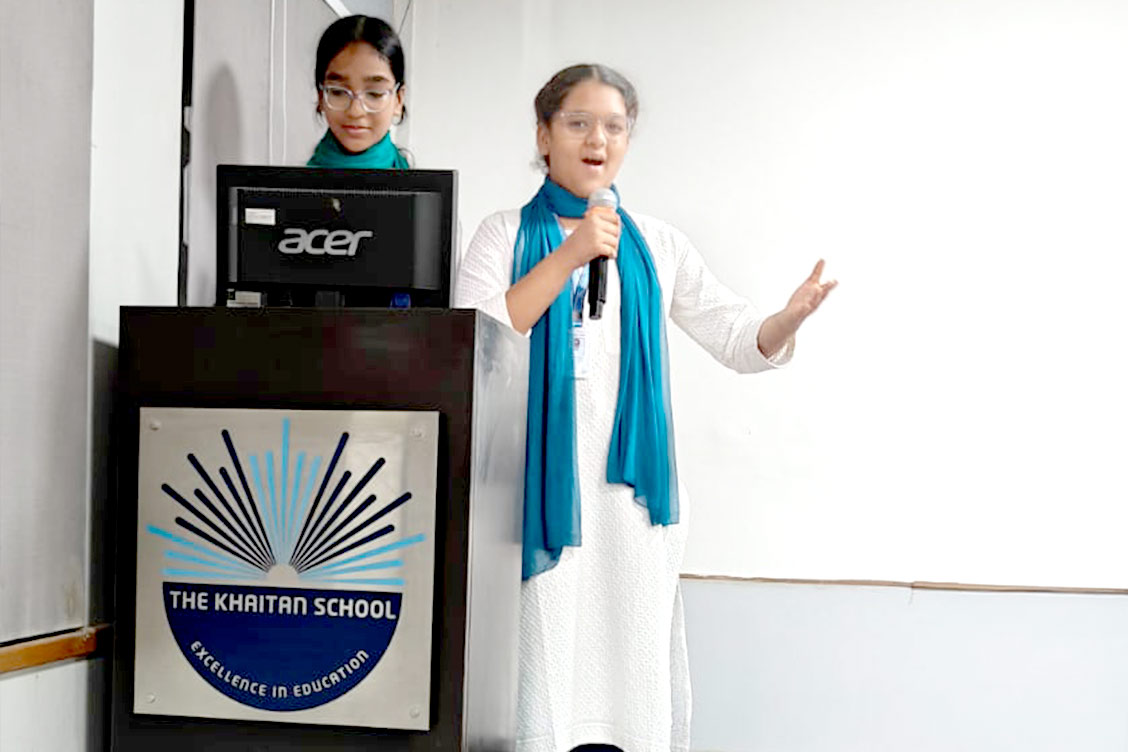 Words of Patriotism Come Alive at Inter-House Hindi Poem Recitation Competition at The Khaitan School